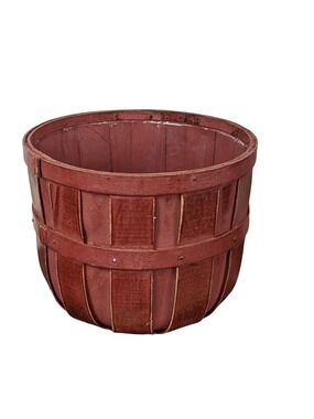 Rustic Red Wooden Basket With Sturdy Slats & Protective Coating C192